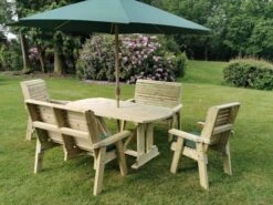 Churnet Valley Ergo 6 Seat Table Set - 2 X Chairs & 2 X Benches -Lawn and plant care Store 46798 2536