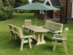 Churnet Valley Ergo 8 Seat Table Set - 2 X Chairs & 2 X 3-Seater Benches