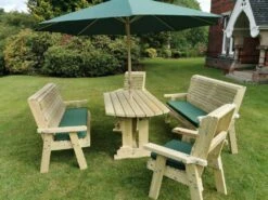 Churnet Valley Ergo 8 Seat Table Set - 2 X Chairs & 2 X 3-Seater Benches -Lawn and plant care Store 46800 2528