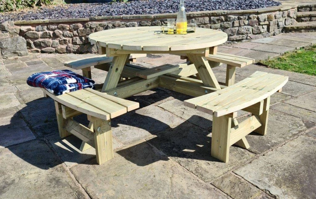 Churnet Valley Westwood Round 8 Seat Picnic Table 3 Churnet Valley Westwood Round 8 Seat Picnic Table