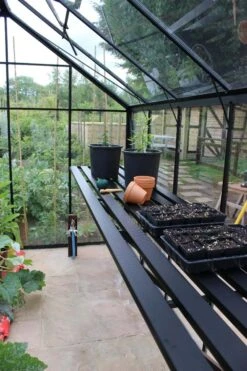 Halls Greenhouses 4ft Integral Staging Black For The Broadway (Lean-To)
