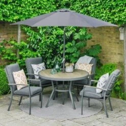 LG Outdoor Monza 4 Seat Set With High Back Armchairs And Parasol -Lawn and plant care Store 51129 30459