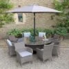 LG Outdoor Monaco Sand 8 Seat Dining Set With Weave Lazy Susan And Parasol 1 LG Outdoor Monaco Sand 8 Seat Dining Set With Weave Lazy Susan And Parasol -Lawn and plant care Store 51131 30466