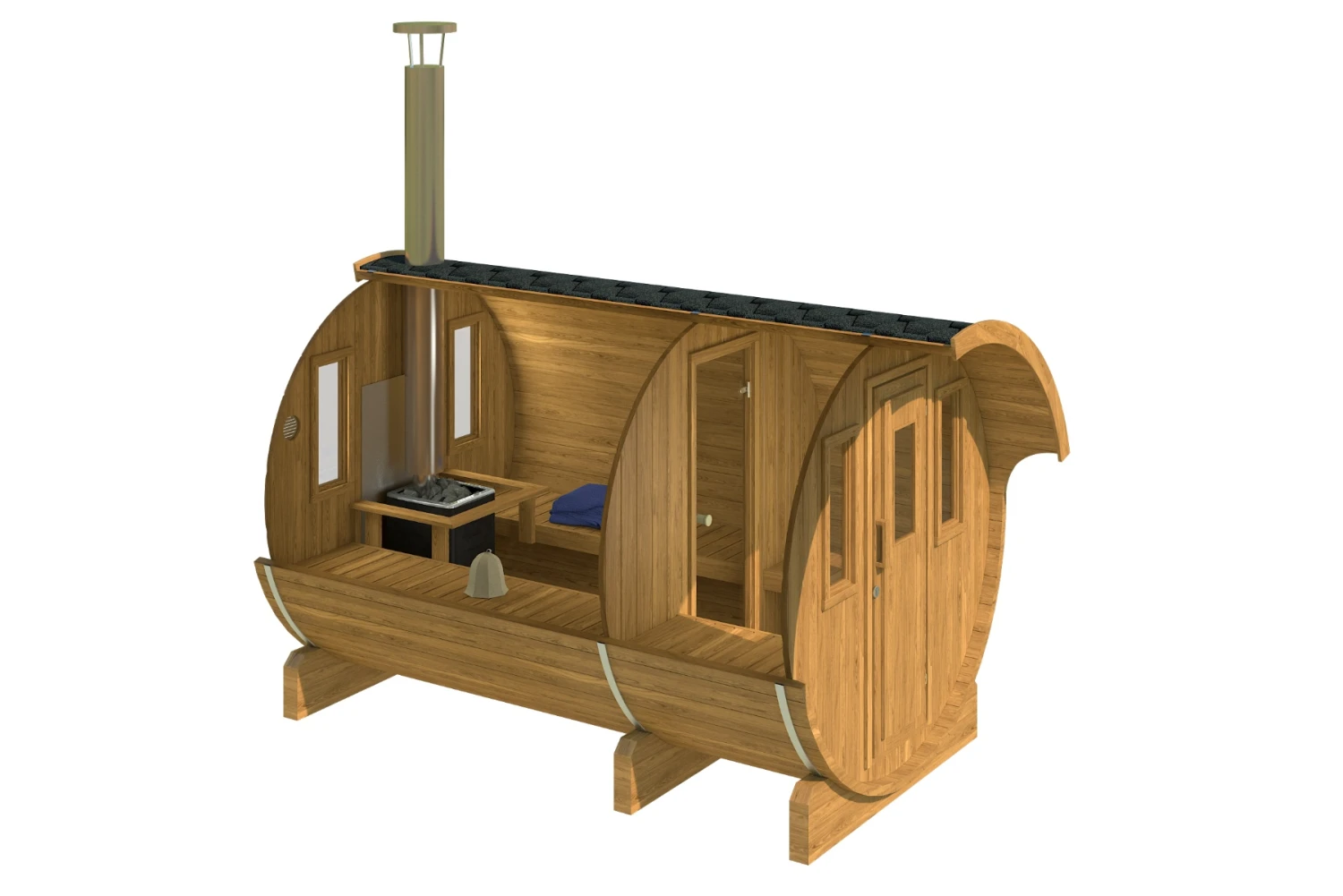 Gardenhouse24 Barrel Sauna 330 With Overhang 4 Gardenhouse24 Barrel Sauna 330 With Overhang - Image 2